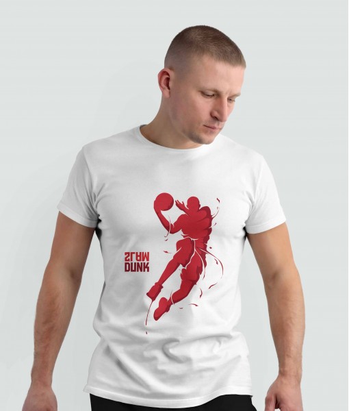 Мъжка тениска с щампа Спортни Илюстрации Slam Dunk splash - TShirtArtShop.com